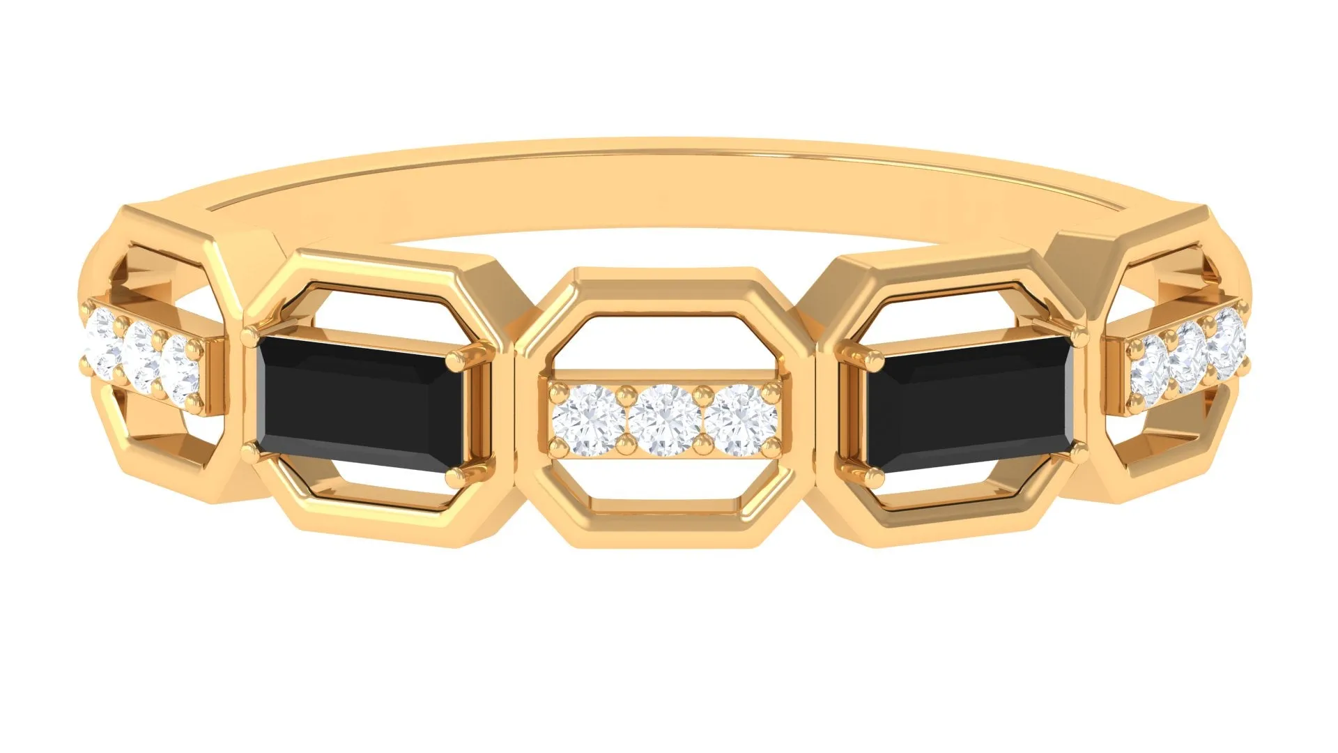 1/2 CT Created Black Diamond Geometric Eternity Ring with Diamond
