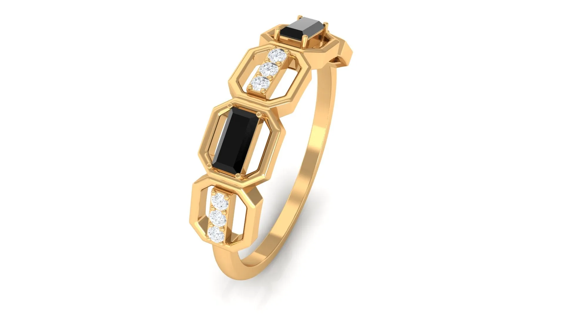 1/2 CT Created Black Diamond Geometric Eternity Ring with Diamond