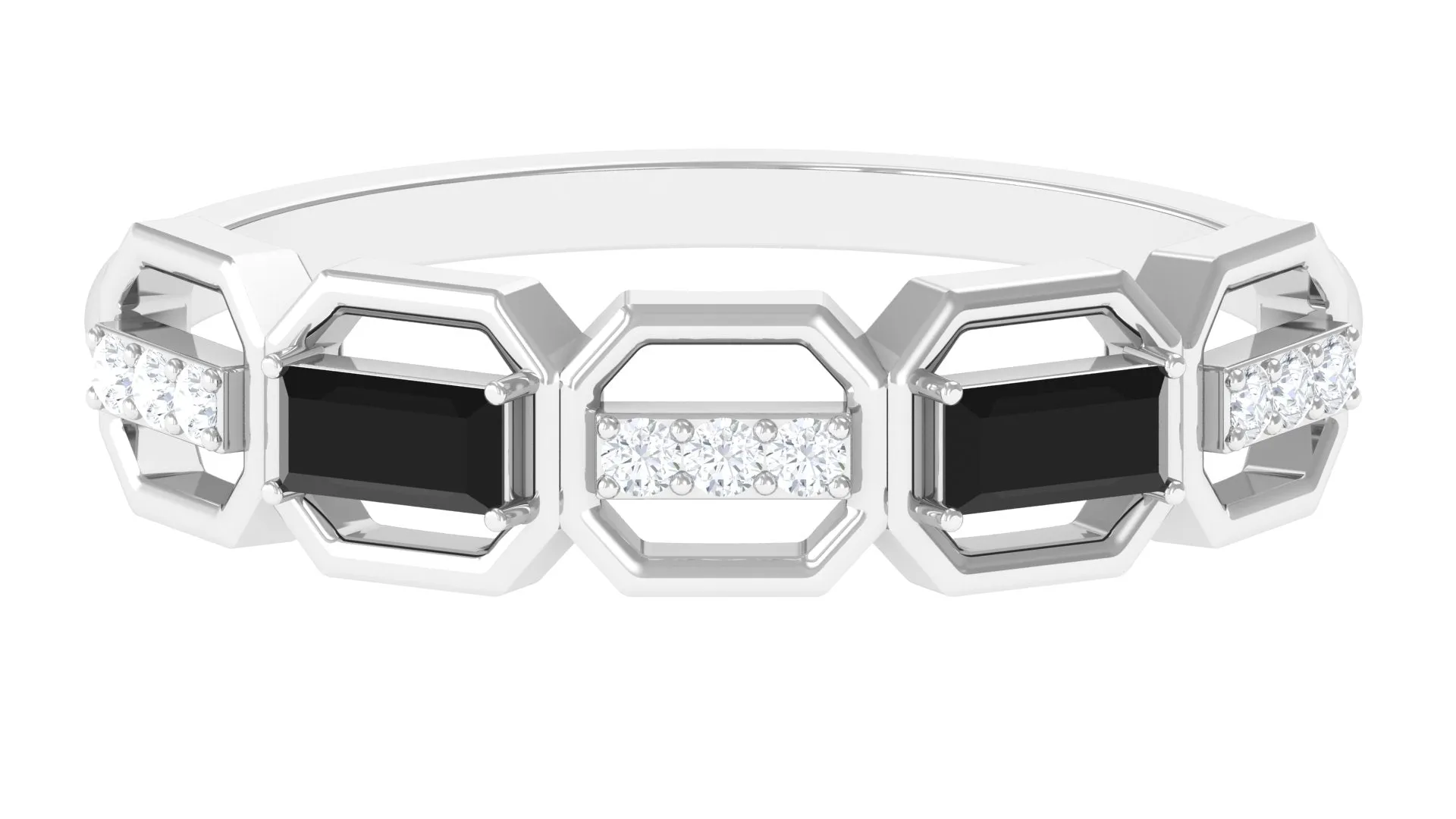 1/2 CT Created Black Diamond Geometric Eternity Ring with Diamond