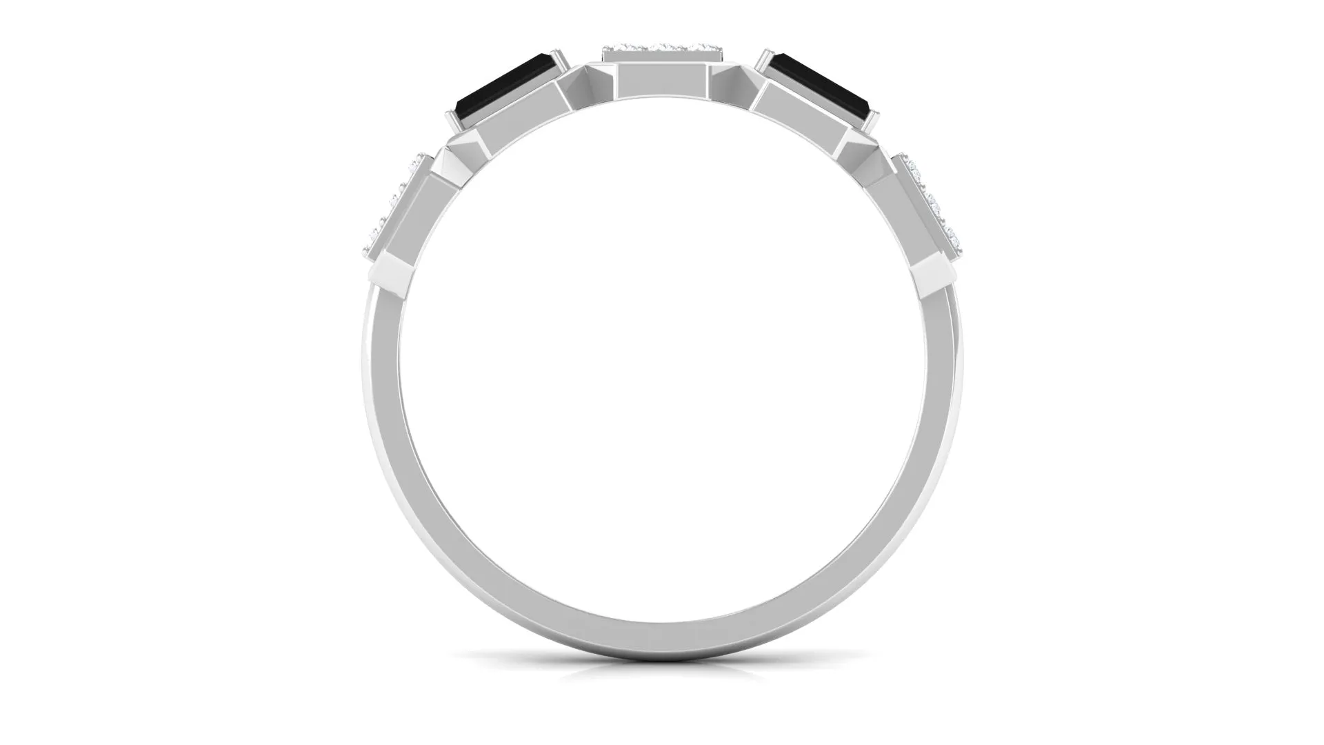 1/2 CT Created Black Diamond Geometric Eternity Ring with Diamond