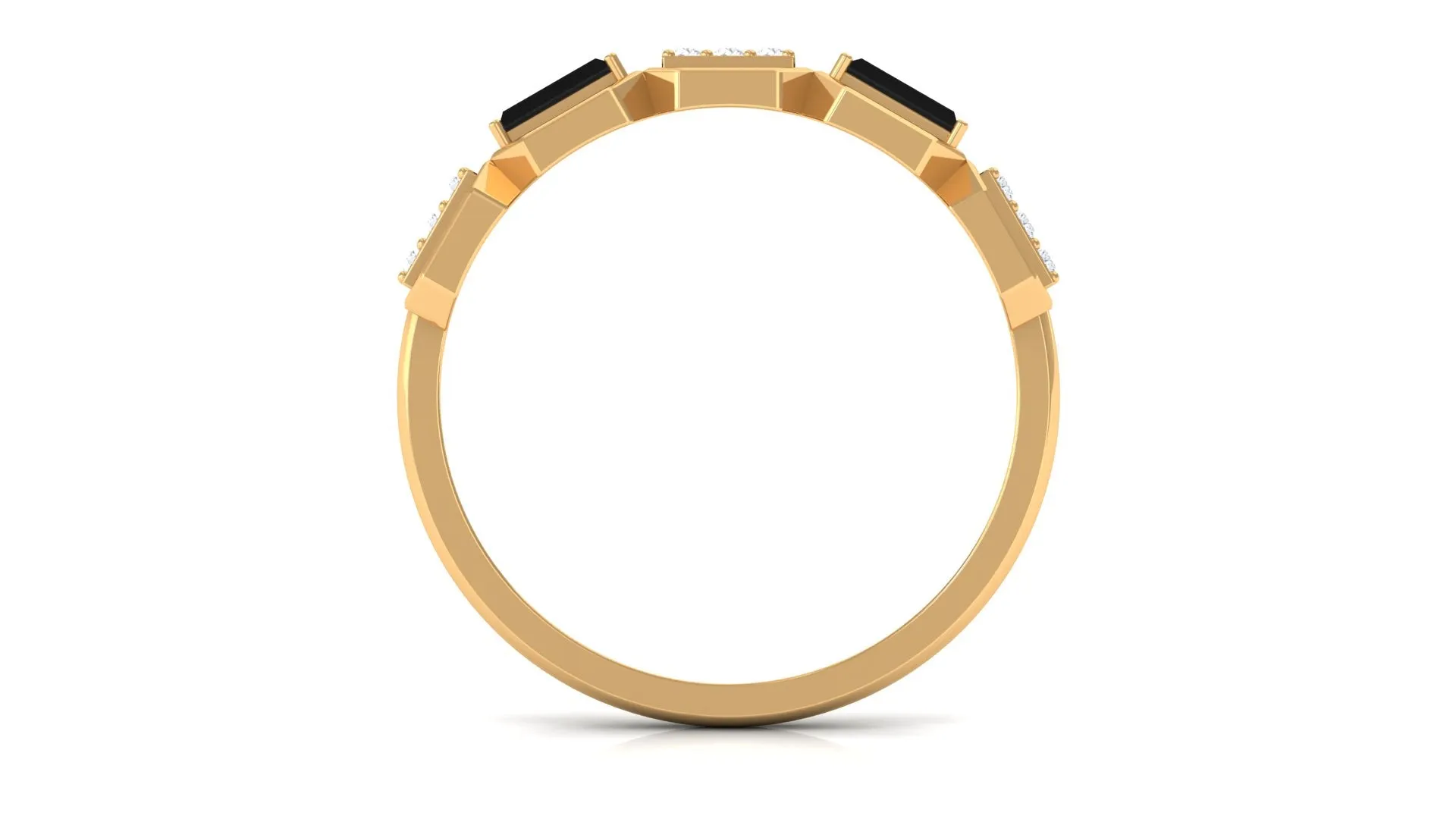 1/2 CT Created Black Diamond Geometric Eternity Ring with Diamond