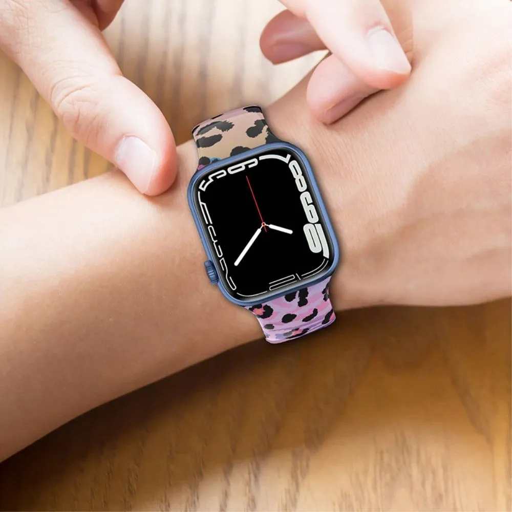 Apple Watch (41mm) multi-color silicone watch strap - Morandi Light brown / Blue / Sand