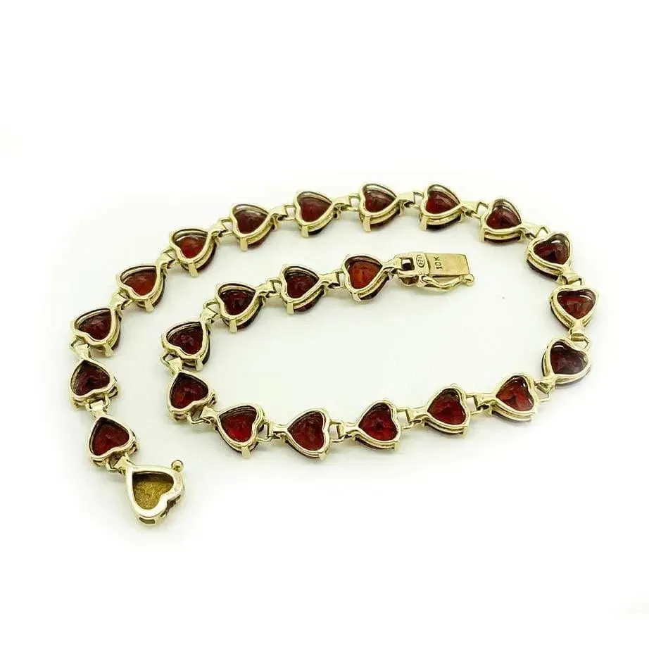 Garnet 9ct Gold Gemstone Heart Bracelet