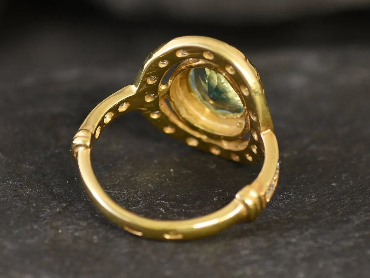 Gold Aquamarine Ring - Vintage Aquamarine Ring - Blue Solitaire Ring