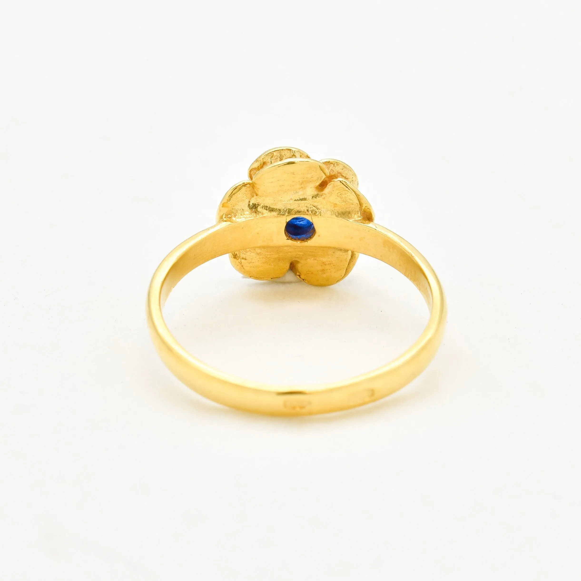 Gold Sapphire Ring - Vintage Flower Ring - Dainty Rose Ring