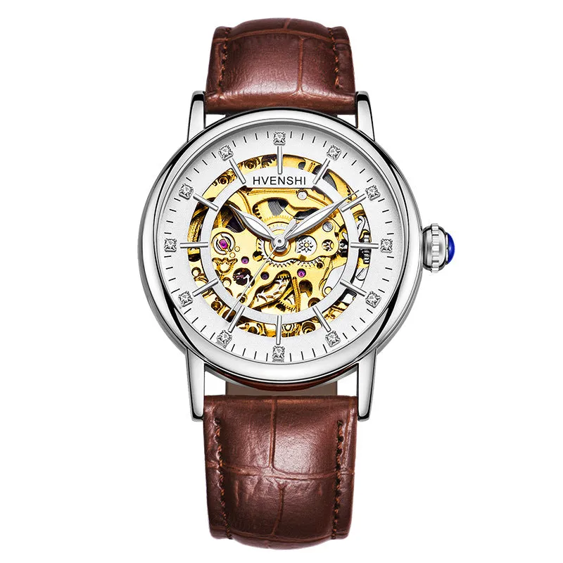 Huangshi Watch Women's Hollow Luminous Automatic Mechanical Watch Fashion Belt Business Women's Watch