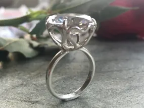 Large Topaz Ring - White Topaz Ring - Statement Solitaire Ring