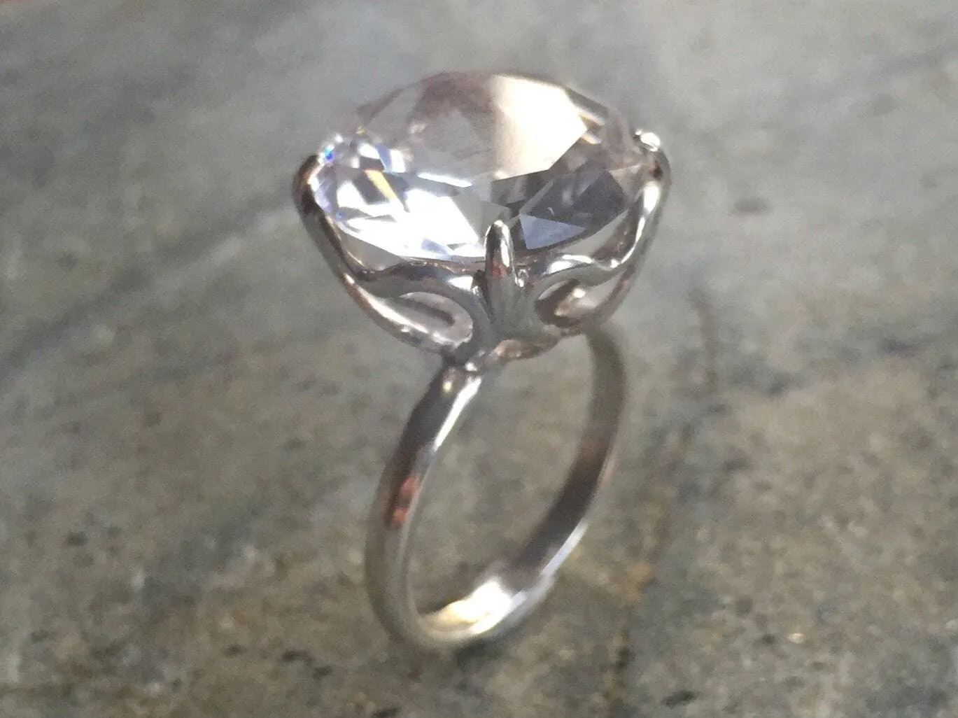 Large Topaz Ring - White Topaz Ring - Statement Solitaire Ring