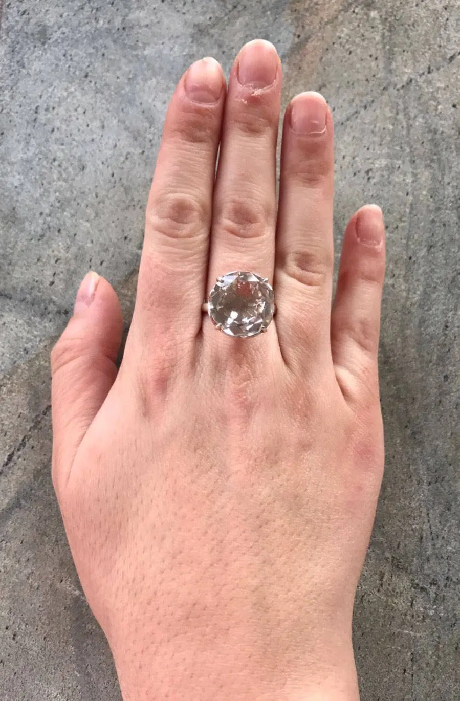 Large Topaz Ring - White Topaz Ring - Statement Solitaire Ring