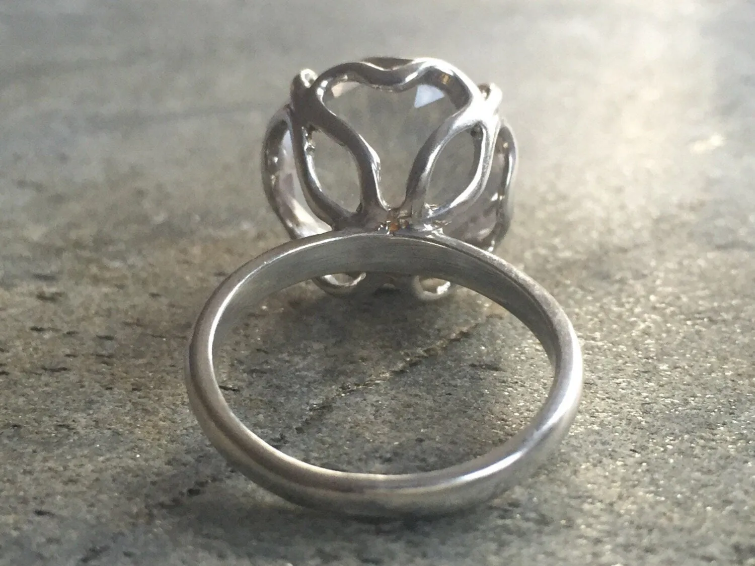 Large Topaz Ring - White Topaz Ring - Statement Solitaire Ring