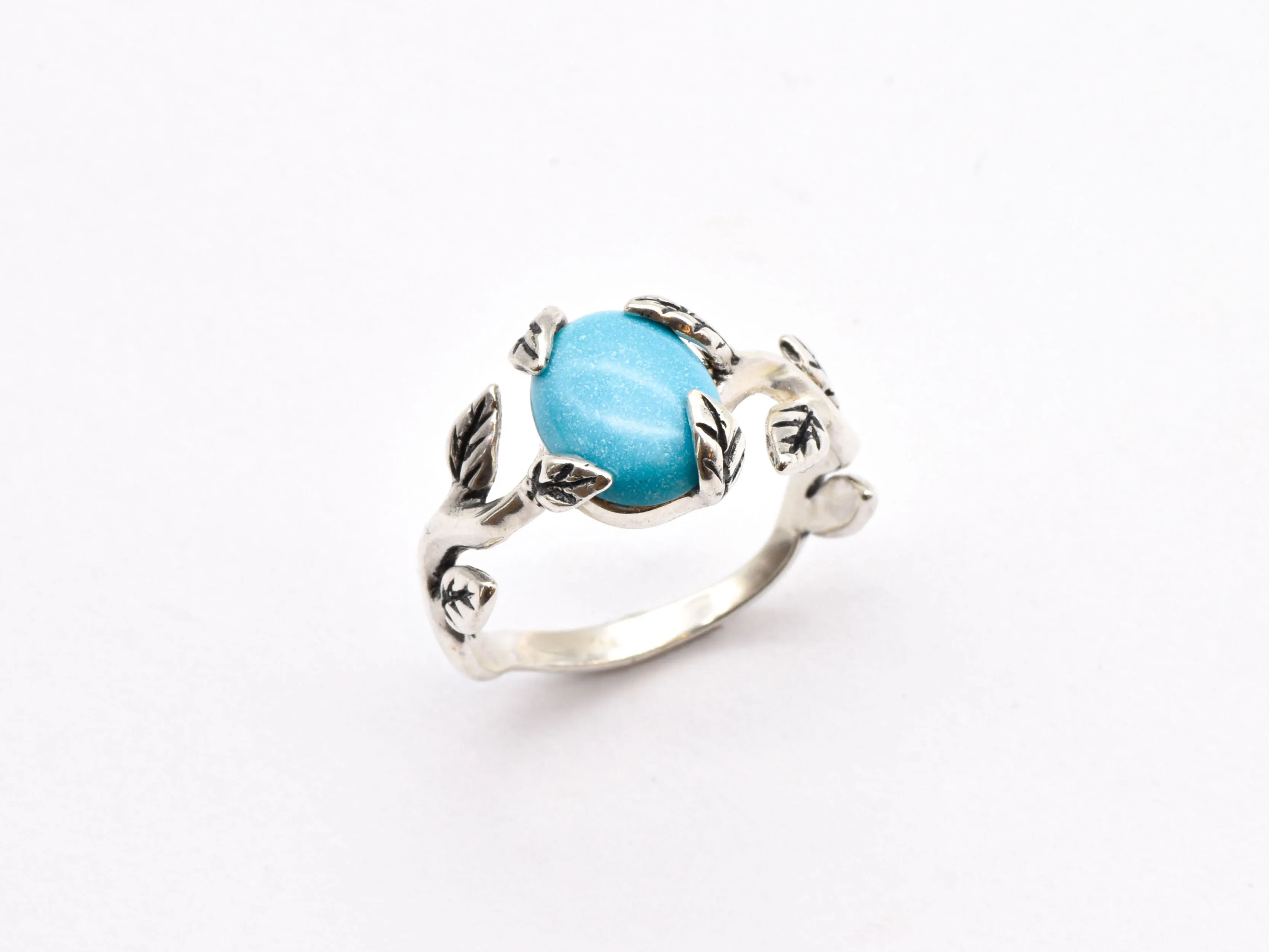 Leaf Turquoise Ring - Natural Turquoise Ring - December Birthstone Ring