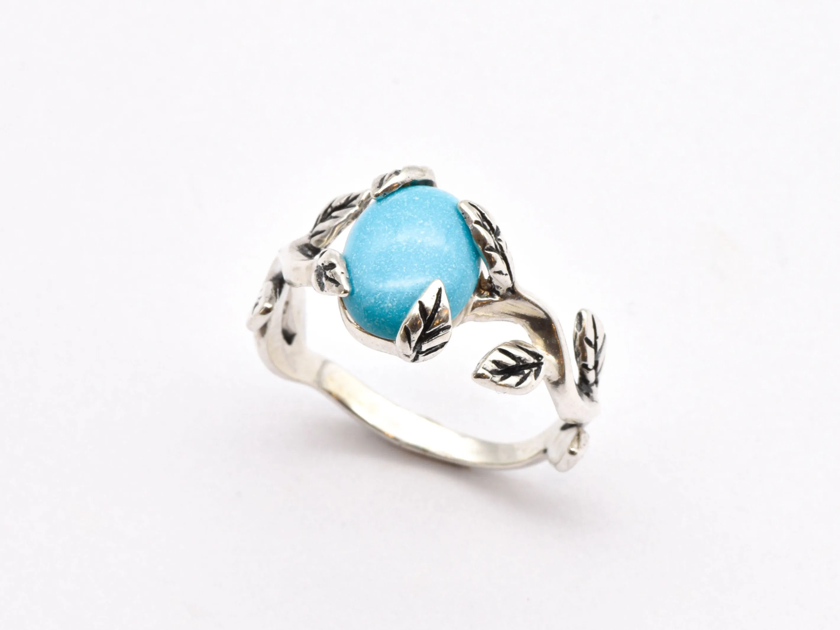 Leaf Turquoise Ring - Natural Turquoise Ring - December Birthstone Ring