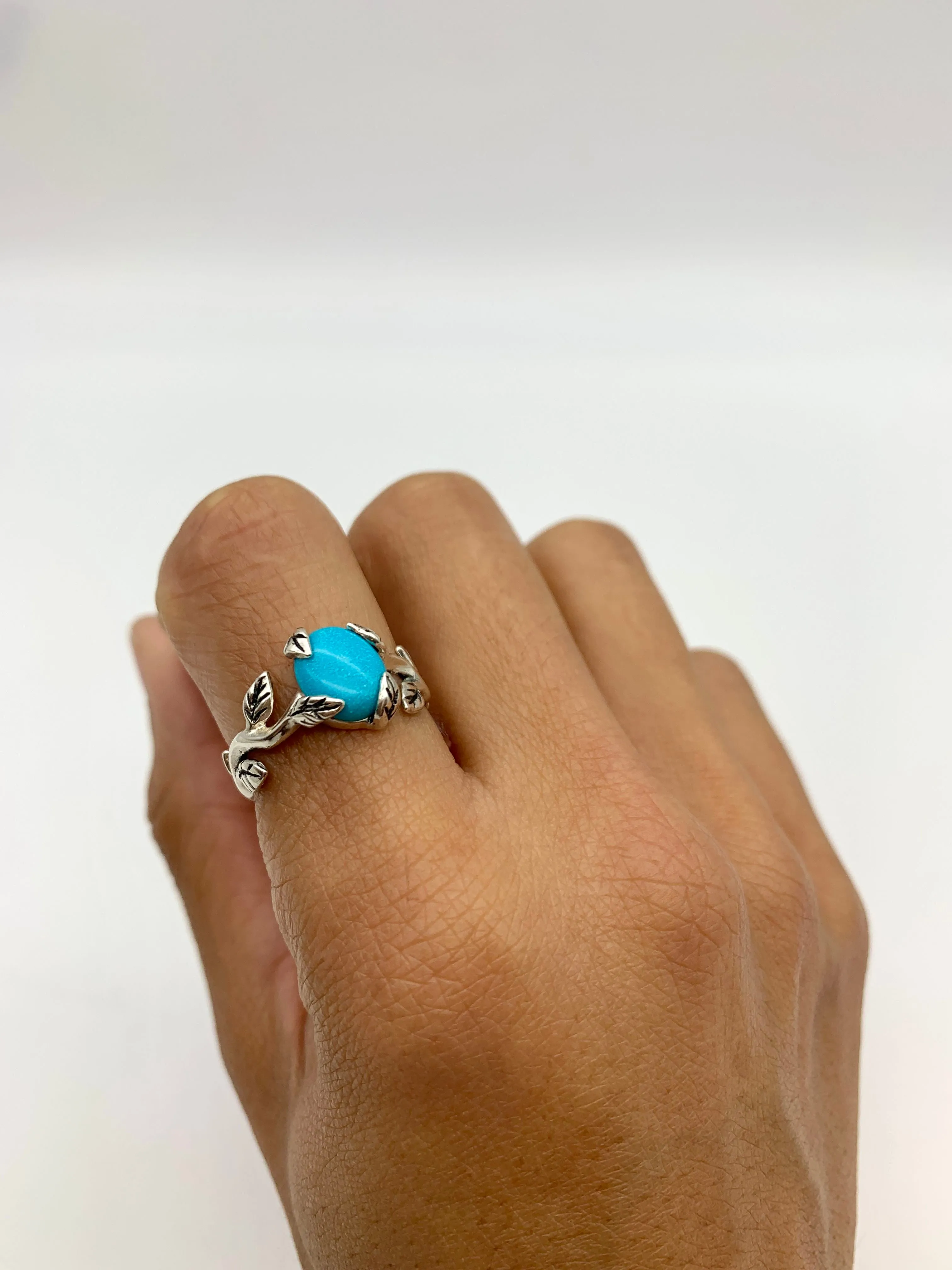 Leaf Turquoise Ring - Natural Turquoise Ring - December Birthstone Ring