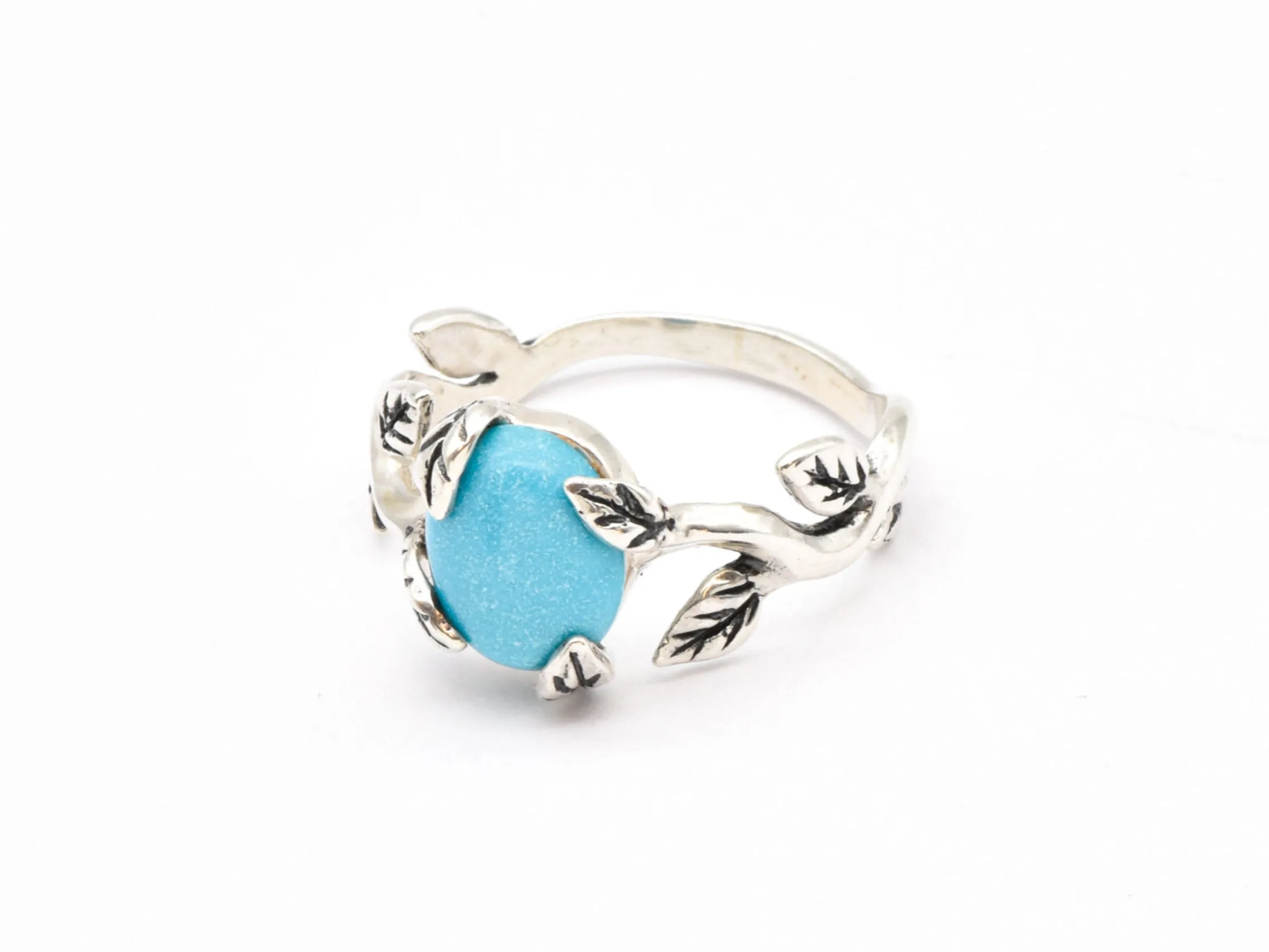 Leaf Turquoise Ring - Natural Turquoise Ring - December Birthstone Ring