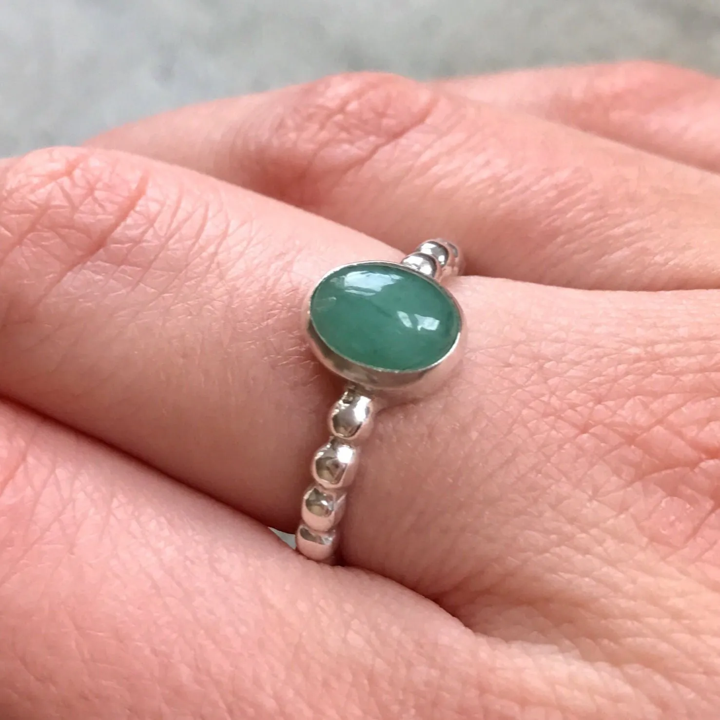 May Birthstone Emerald Bezel Ring - Bubble Band