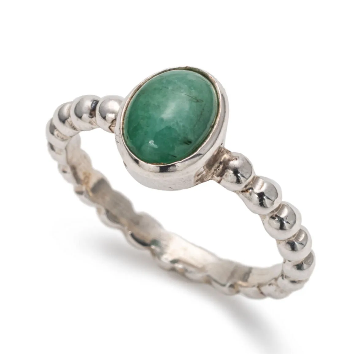 May Birthstone Emerald Bezel Ring - Bubble Band
