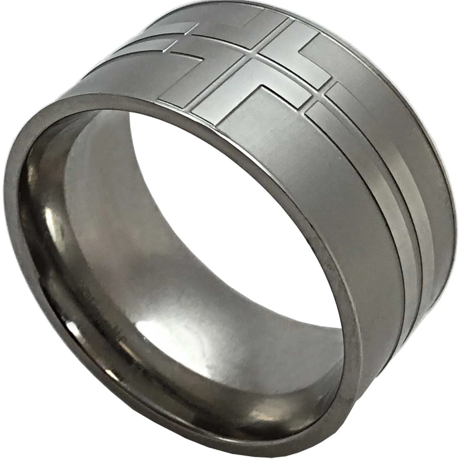 Mens Wide Cross Band Ring