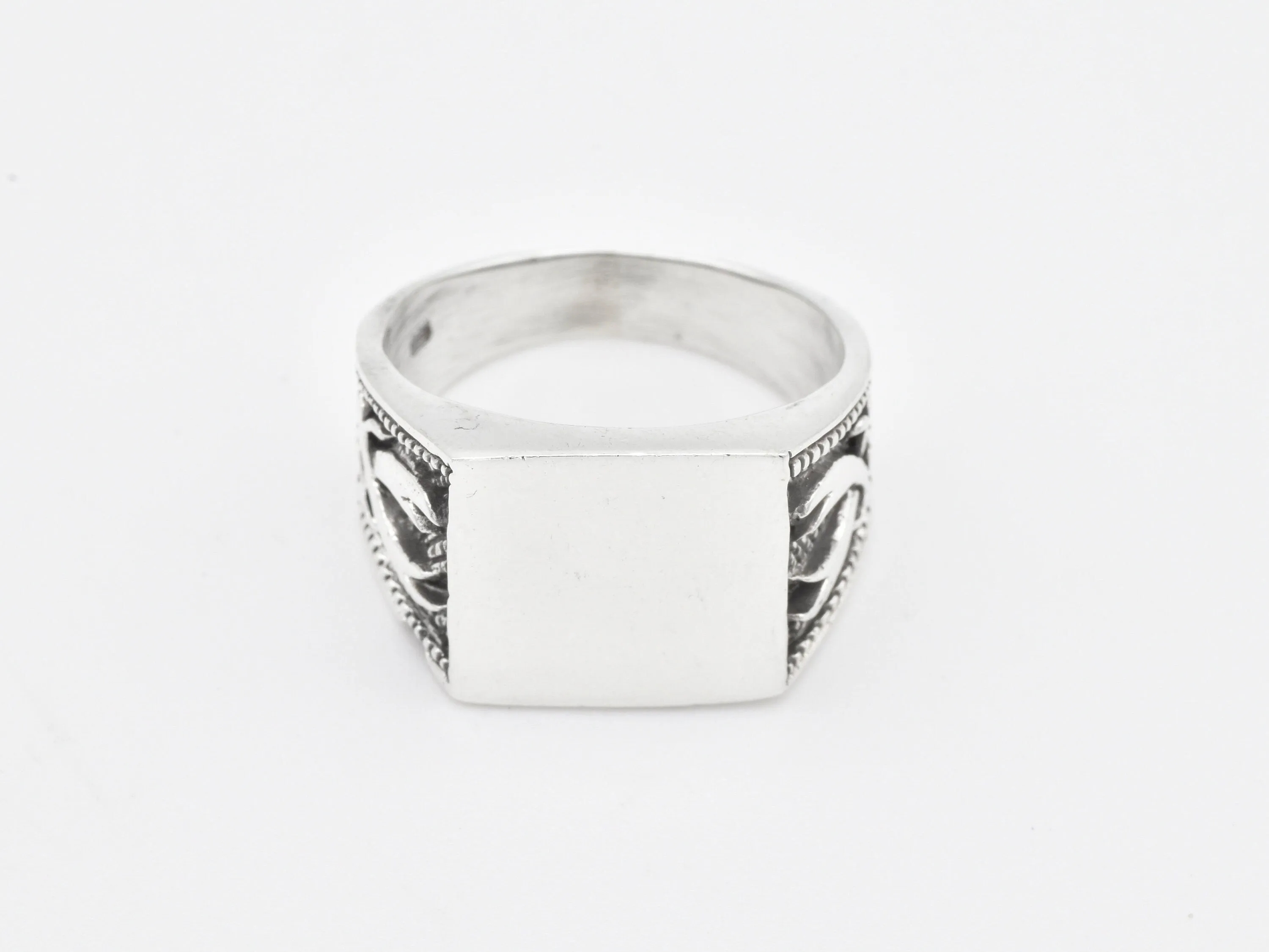 Plain Signet Ring - Cross Swords Ring -  Silver Signet Ring