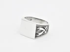 Plain Signet Ring - Cross Swords Ring -  Silver Signet Ring