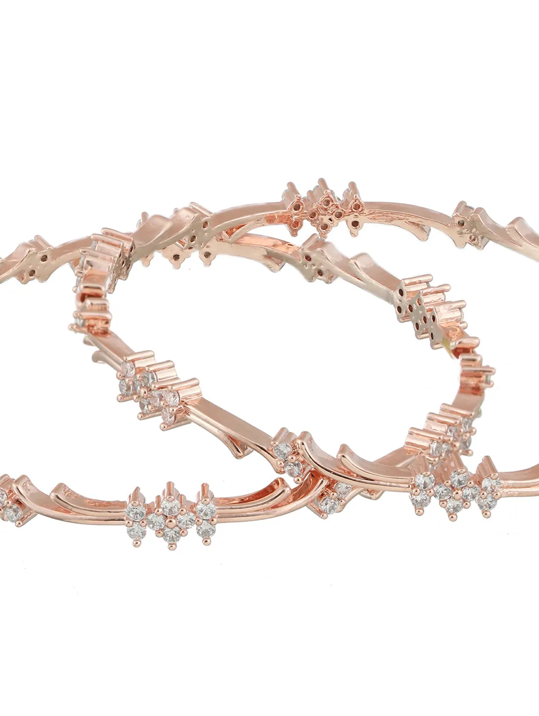 Set Of 2 Rose Gold-Plated Ad Studded Bangles
