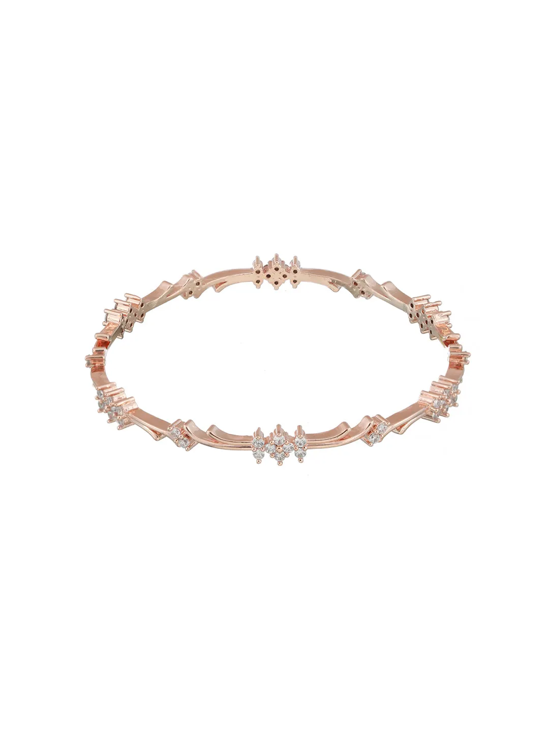 Set Of 2 Rose Gold-Plated Ad Studded Bangles