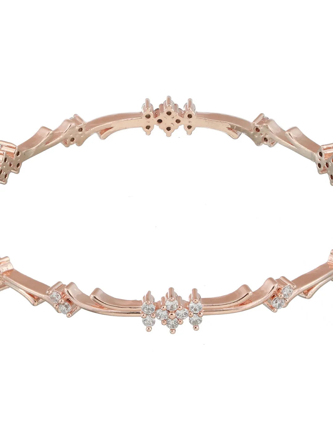 Set Of 2 Rose Gold-Plated Ad Studded Bangles