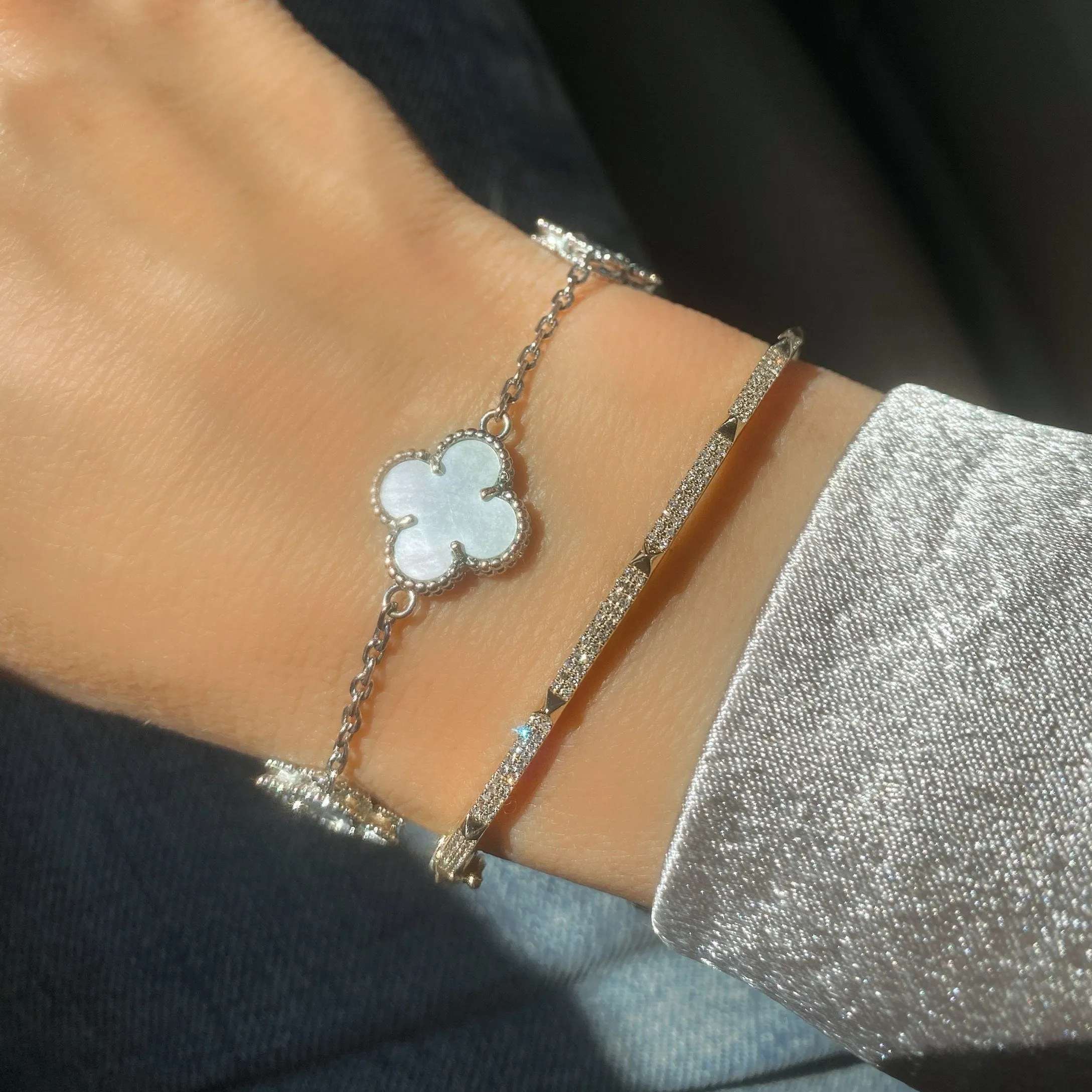 Studded Pave Diamond Bangle Bracelet