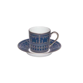 Tiara Prussian Blue & Platinum Coffee Cup & Saucer